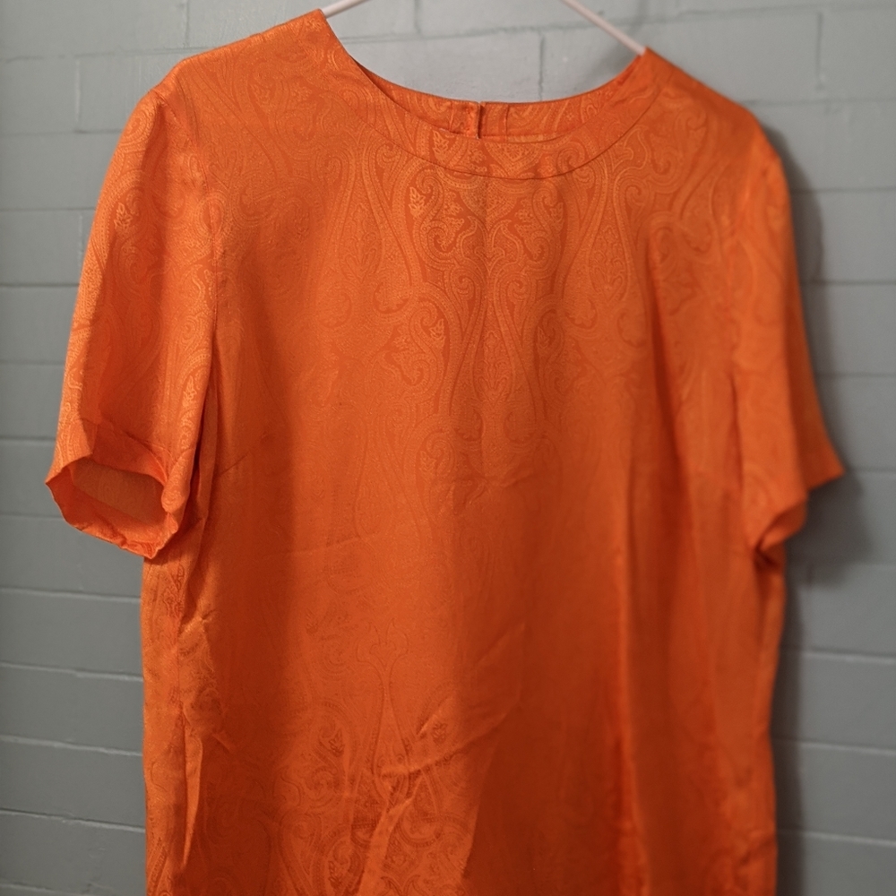 Escada silk orange paisley blouse IT 42